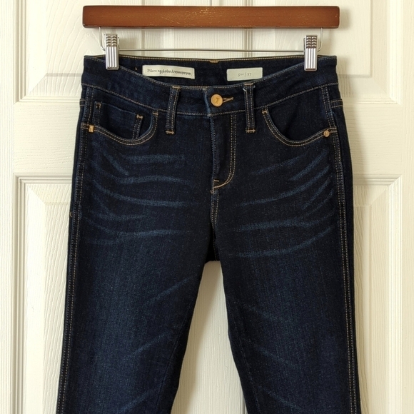 Pilcro Stet Twisted Seam Mid Rise Dark Wash Buttoned Ankle Crop Skinny Jeans 27 - Picture 2 of 16